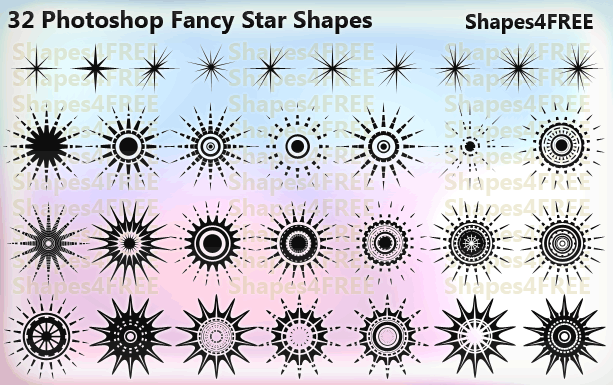 32 Fancy Stars Photoshop Custom Shapes