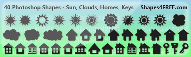 40 Free Photoshop Shapes – Sun, Clouds, Home, Keys | Shapes4FREE