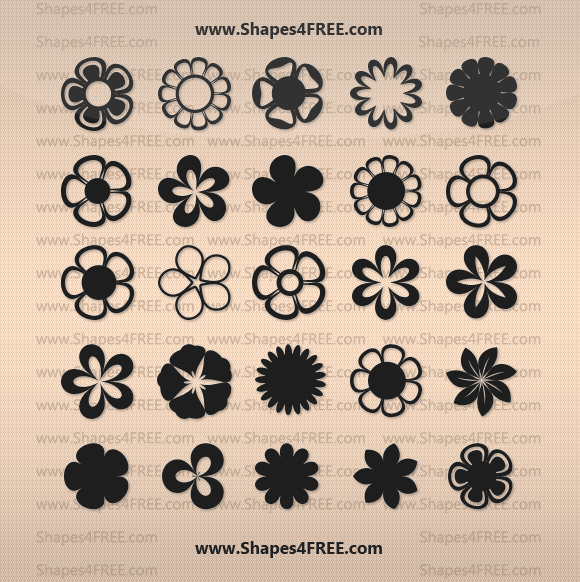 25 Flowers Photoshop & Vector Shapes
