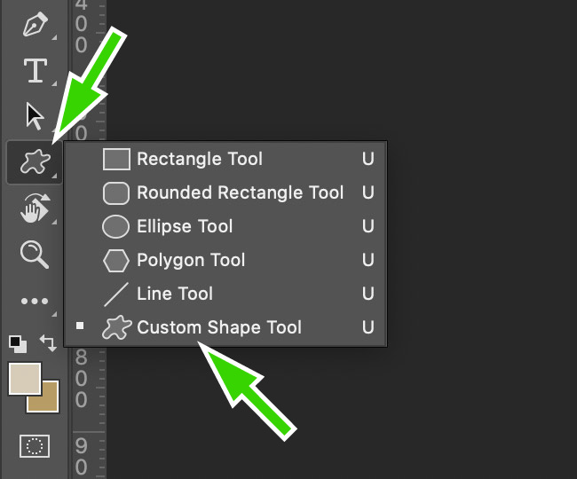 Select the Custom Shape Tool from the Toolbar