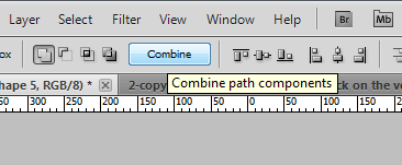 Click the combine button to merge photoshop shapes into one