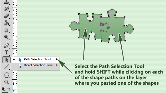 Paste the copied photoshop shape into the selected one