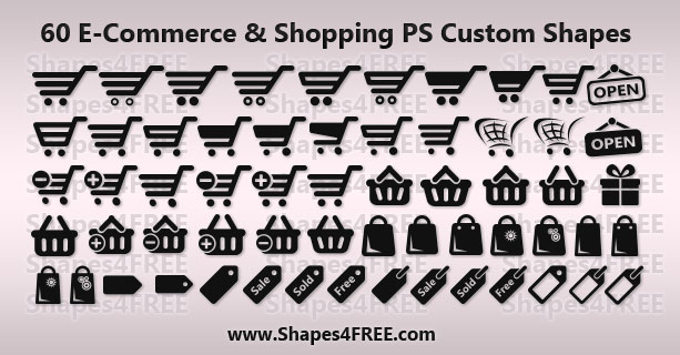 60 Shopping/E-Commerce Photoshop & Vector Shapes (CSH)