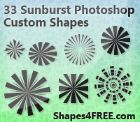 33 Sunburst Photoshop & Vector Shapes (CSH)