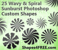 25 Wavy & Spiral Sunburst Shapes for Photoshop