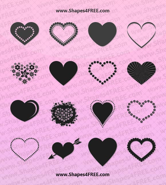 55 Hearts Photoshop And Vector Shapes Csh Shapes4free