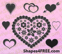 55 Hearts Photoshop & Vector Shapes (CSH)