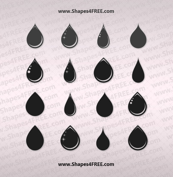 16 Water Drops Photoshop & Vector Shapes (CSH)