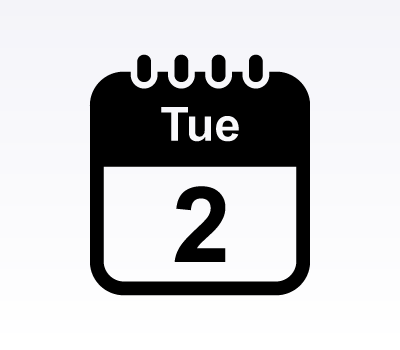 Calendar Icons: Tuesday (Vector & Photoshop Shapes)