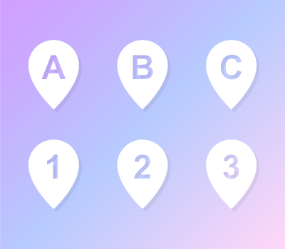 Alphabet & Digits Map Pin Vector Icons
